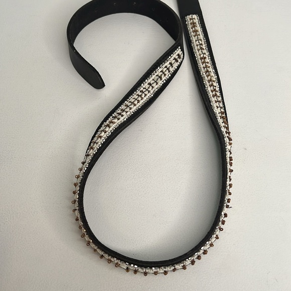 Lucky Brand women’s beaded slim belt black white brown size medium - Picture 4 of 9